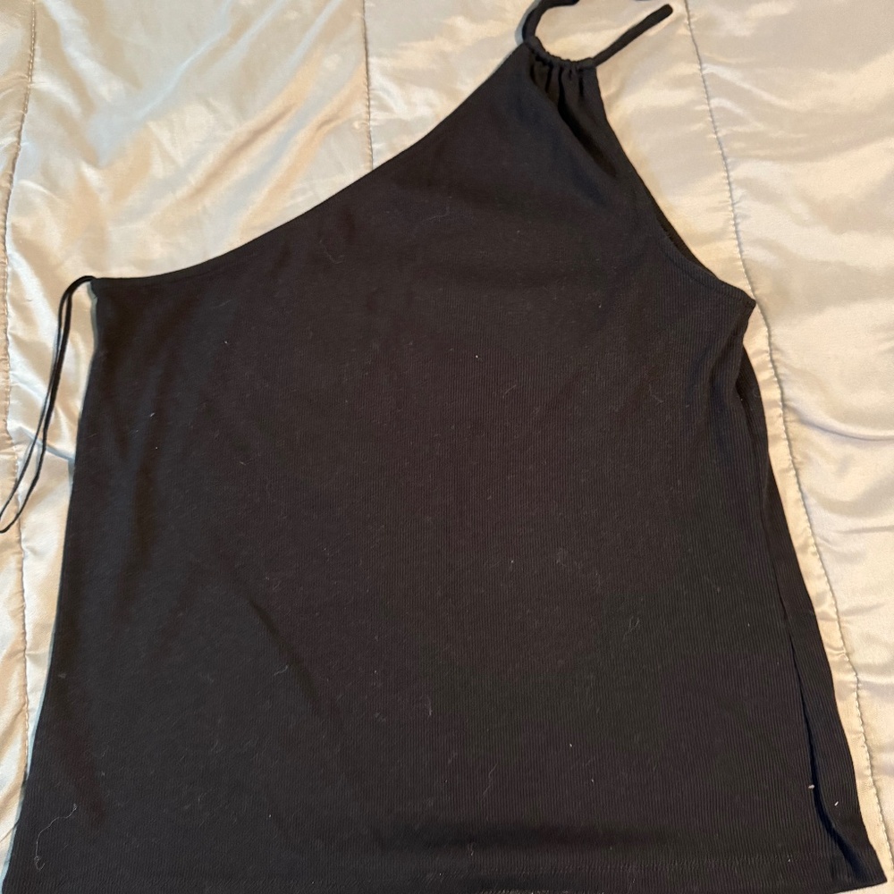 One shoulder ribbed shirt